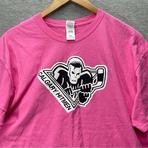 CALGARY Hitmen Womens Pink Heavy Cotton T-Shirt Size XL